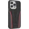 Audi Genuine Leather MagSafe Apple iPhone 14 Pro Max 6.7″ juodos spalvos-red kietas dėklas AU-TPUPCMIP14P