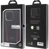 Audi Genuine Leather MagSafe Apple iPhone 15 Pro 6.1″ juodos spalvos-red kietas dėklas AU-TPUPCMIP15P-R8/