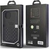 Audi Genuine Leather Apple iPhone 14 / 15 / 13 6.1″ juodos spalvos kietas dėklas AU-TPUPCIP14-Q8/D1-BK