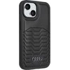 Audi Synthetic Leather MagSafe Apple iPhone 15 Plus / 14 Plus 6.7″ juodos spalvos kietas dėklas AU-TPUPCMIP15M-GT/