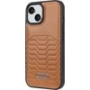 Audi Synthetic Leather MagSafe Apple iPhone 15 / 14 / 13 6.1″ rudos spalvos kietas dėklas AU-TPUPCMIP15-GT/D3-BN