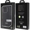 Audi Synthetic Leather MagSafe Apple iPhone 14 Pro 6.1″ juodos spalvos kietas dėklas AU-TPUPCMIP14P-GT/D3-BK