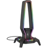 Rampage Stojak na ausinės IGRIS RGB USB, USB-C, juoda