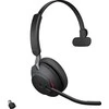 Ausinės Jabra Evolve2 65, MS Mono, Juodos. Belaidės, juodas Bluetooth, su Link 380 USB-A, optimizuota Microsoft Teams