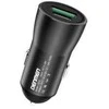 Automobilinis įkroviklis 18W 3A juodas DENMEN 3100mA dvigubas USB+PD QC3.0 DZ10