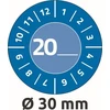 AVERY Blå inspektionsetiket Ø30 mm med årstal 20__ til selv at udfylde, Vinyl Blå - (10 ark x 8 stk.)