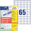 AVERY Etykiety universalus 38x21,2 mm balta med Ultragrip - (65 ark x 65 stk.)
