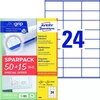 AVERY Etykiety universalus 70x36 mm balta med Ultragrip - (65 ark x 24 stk.)