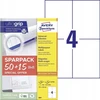 AVERY etiketės universalios baltos su „Ultragrip“ +30% papildomo kiekio 105x148 mm (65 lapai x 4 vnt.)