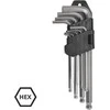 AW-Tools AWTOOLS ŠEŠIAKAMPIAI RAKTAI (HEX) /1,5-10,0mm/ 9vnt. SU RUTULINE GALVUTE