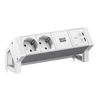 Bachmann DESK2 ALU Balta 2xCEE7/3, 1xUSB C/C 45 W, ilgis 0,2 m, RAL9010