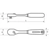 Reversinė terkšlytė 1/4" siaurinta galva 72 d. 90mm Bahco