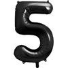 PartyDeco Folinis balionas "5" juodas, 86 cm