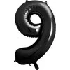 PartyDeco Folinis balionas "9" juodas, 86 cm