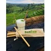 BAMBAW Bambuko šiaudeliai su dantų šepetėliu, 14 cm x 50 vienetų (BAW04343)
