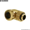 „Barrow“ daugiasvirtis adapteris, 90 laipsnių G1/4 colio vidinis sriegis ir 14 mm išorinio skersmens kietasis vamzdis, pasukamas, aukso spalvos