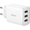 Baseus kompaktiškas greitas įkroviklis, 3x USB, 17W - baltas