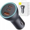 Baseus Automobilinis įkroviklis 12-24V 65W USB + 2xUSB-C QC4+ PD3.0, pilkas