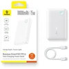 Baseus EnerFill FP11 10000mAh 15W išorinė baterija (power bank) su baltu USB-C laidu 20V/3A 30cm - balta