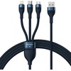 Baseus Flash Series 3in1 USB laidas USB-C + micro USB + Lightning 100W 1.2m - Mėlynas