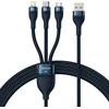 Baseus Flash Series 3in1 USB laidas USB-C + micro USB + Lightning 100W 1.2m - Mėlynas