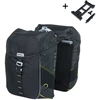 Basil Dviejų dalių dviračio bagažinės krepšys BASIL MILES DOUBLE PANNIER BAG MIK 34L, MIK sistema (paruošta naudoti), 100 % atsparus vandeniui, juoda su lime