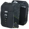 Basil Dviejų dalių dviračio bagažinės krepšys BASIL MILES DOUBLE PANNIER BAG MIK 34L, MIK sistema (paruošta naudoti), 100 % atsparus vandeniui, juoda su lime