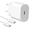 EP-TA800EWE + EP-DA905BWE Samsung 25W kelioninis įkroviklis + USB-C/USB-C Data kabelis baltos spalvos (OOB Bulk)