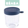 Beaba stiklinis indelis su dangteliu, 250 ml, tamsiai mėlynas