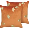 Rinkinys 2 dekoratyvinės pagalvės TULIP Velvet 45 x 45 cm Oranžinė Augalinis raštas