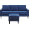 Beliani 3 vietų sofa AVESTA, tamsiai mėlyna su atrama kojoms