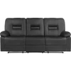 Beliani Trivietė sofa su mechanine atsipalaidavimo funkcija BERGEN odos pakaitalas juoda