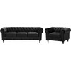 Sofa Beliani 4 vietų poilsio baldų komplektas CHESTERFIELD, veliūras, juodas