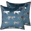 Beliani rinkinys iš 2 Velour dekoratyvinių pagalvių tigrų 45 x 45 cm mėlyna Bluebell