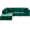 Beliani 4 vietų modulinė sofa EVJA, dešininė, žalia veliūrinė, su otomane