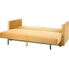 Beliani Trivietė išskleidžiama sofa EKSJO, veliūrinė, garstyčių spalvos, su patalynės dėže