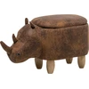 Fotelis Beliani Gyvūno formos pufas su daiktadėže RHINO eko oda šviesiai rudas raganosis