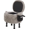 Beliani Gyvūno formos pufas su daiktadėže SHEEP, pilkas ėriukas