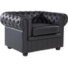Beliani CHESTERFIELD fotelis iš natūralios odos, juodas