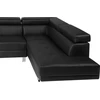 Beliani 5 vietų kampinė sofa NORREA, dirbtinė oda, juoda, kairinė
