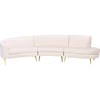 Beliani Pusapvalė sofa 4 asmenims MOSS veliūrinė šviesiai smėlio spalvos