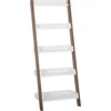 Beliani Ladder Rock 5 lentynos tamsios medienos su balta MOBILE TRIO