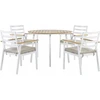 Beliani Lumarko Sodo stalo rinkinys ir 4 baltos kėdės su smėlio spalvos pagalvėlėmis!
