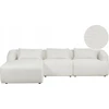 Beliani Trivietė kampinė sofa SVANSELE, bouclé audinys, kreminė balta, dešininė