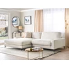 Beliani Trivietė kampinė sofa MALOY, šenilas, balta, dešininė