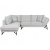 Beliani Trivietė kampinė sofa ELGA, linas, šviesiai pilka, dešininė