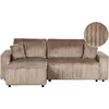 Beliani Išskleidžiama 3 vietų kampinė sofa ABACKA, velvetas, šviesiai ruda, su patalynės dėže, dešininė