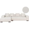 Beliani L formos kampinė sofa LUNGO Velvetinis audinys Kreminė spalva Dešininė