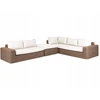 Lauko baldų komplektas Beliani Sodo kampinė sofa su otomane 6 asmenims PALERMO, ruda, technoratanas, modulinė