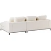 Beliani 5 vietų kampinė sofa OSLO Boucle balta su pufu, kairinė